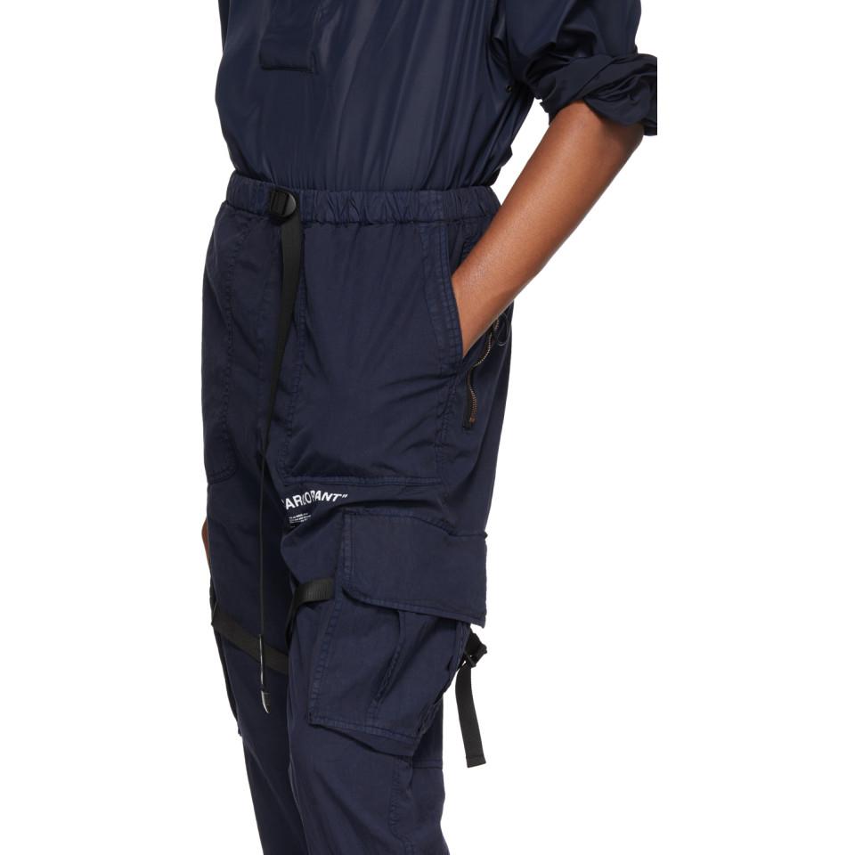 off white cargo pants blue