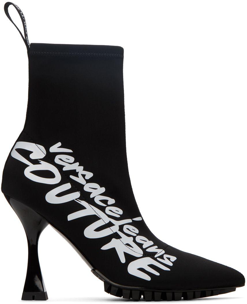 Versace Jeans Couture Flair Logo Ankle Boots in Black | Lyst