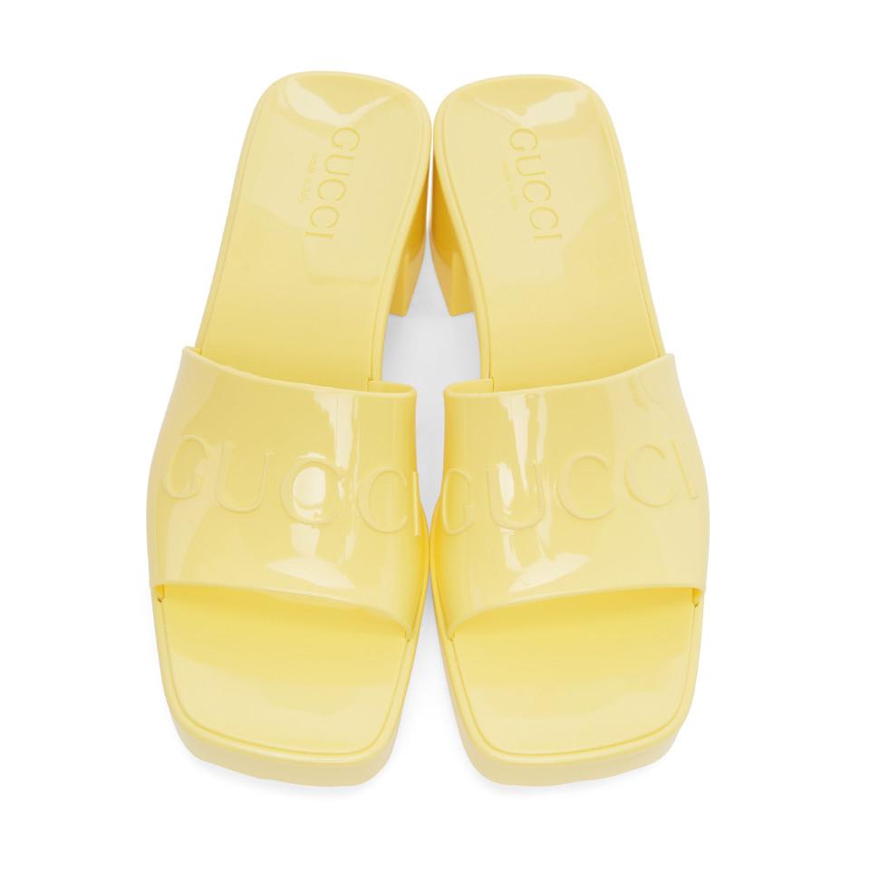 yellow rubber gucci slides