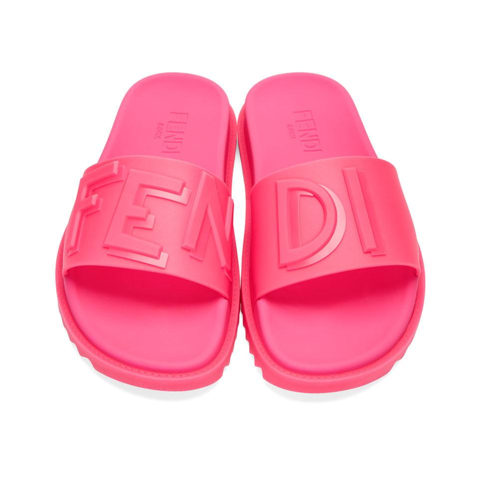 Fendi Rubber Logo Embossed Slides in 