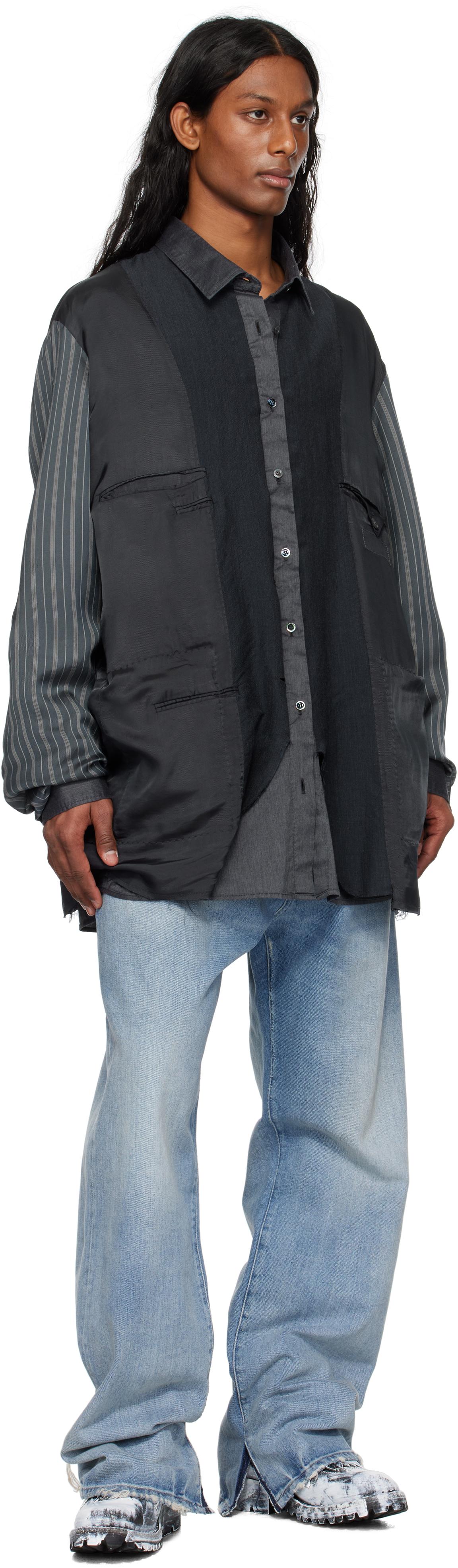 【Maison Margiela】パッチワーク インサイドアウトジャケット メンズ Maison Margiela グレー パッチワーク インサイドアウト