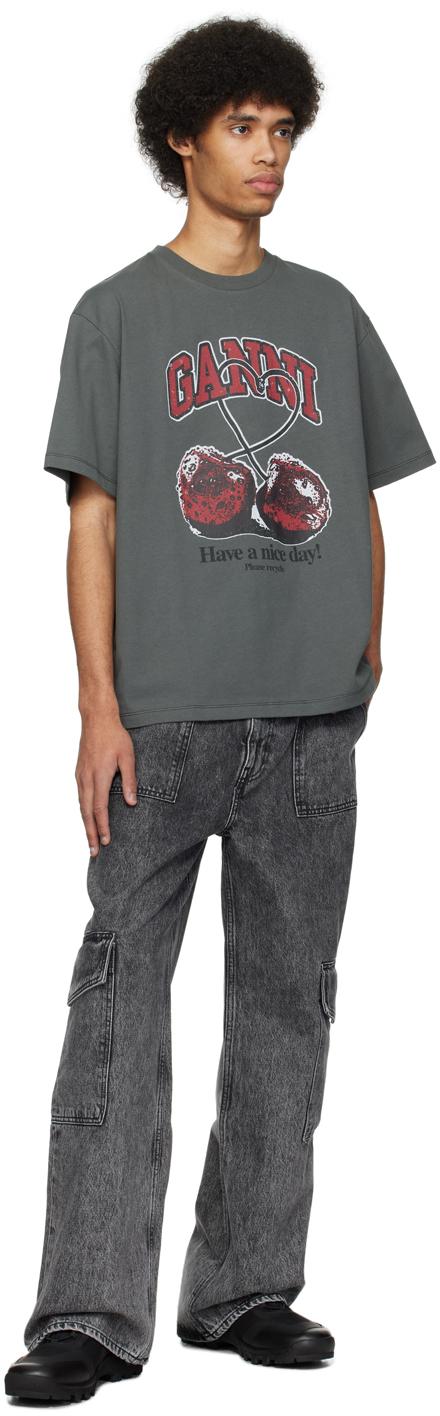Ganni Gray Cherry T-shirt in Black for Men | Lyst