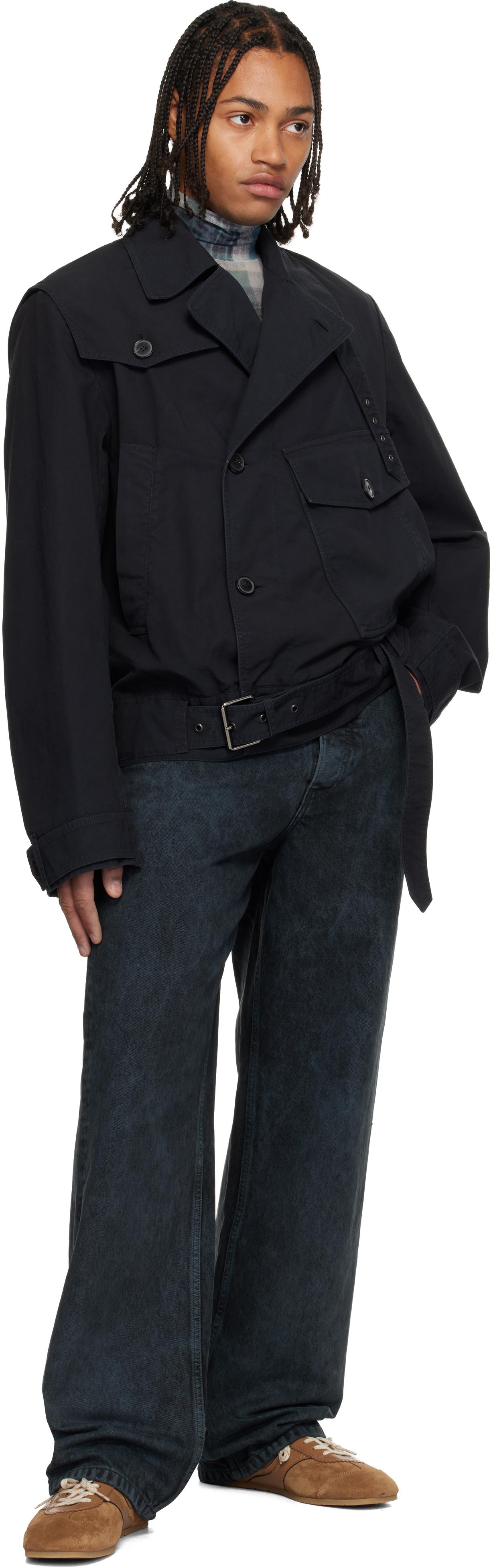 メンズ Dries Van Noten ネイビー ルーズフィット ジーンズ ブラック 