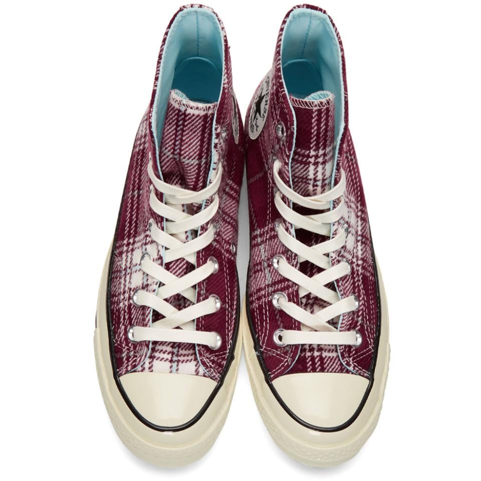 Converse Burgundy Plaid Chuck 70 High Sneakers for Men | Lyst