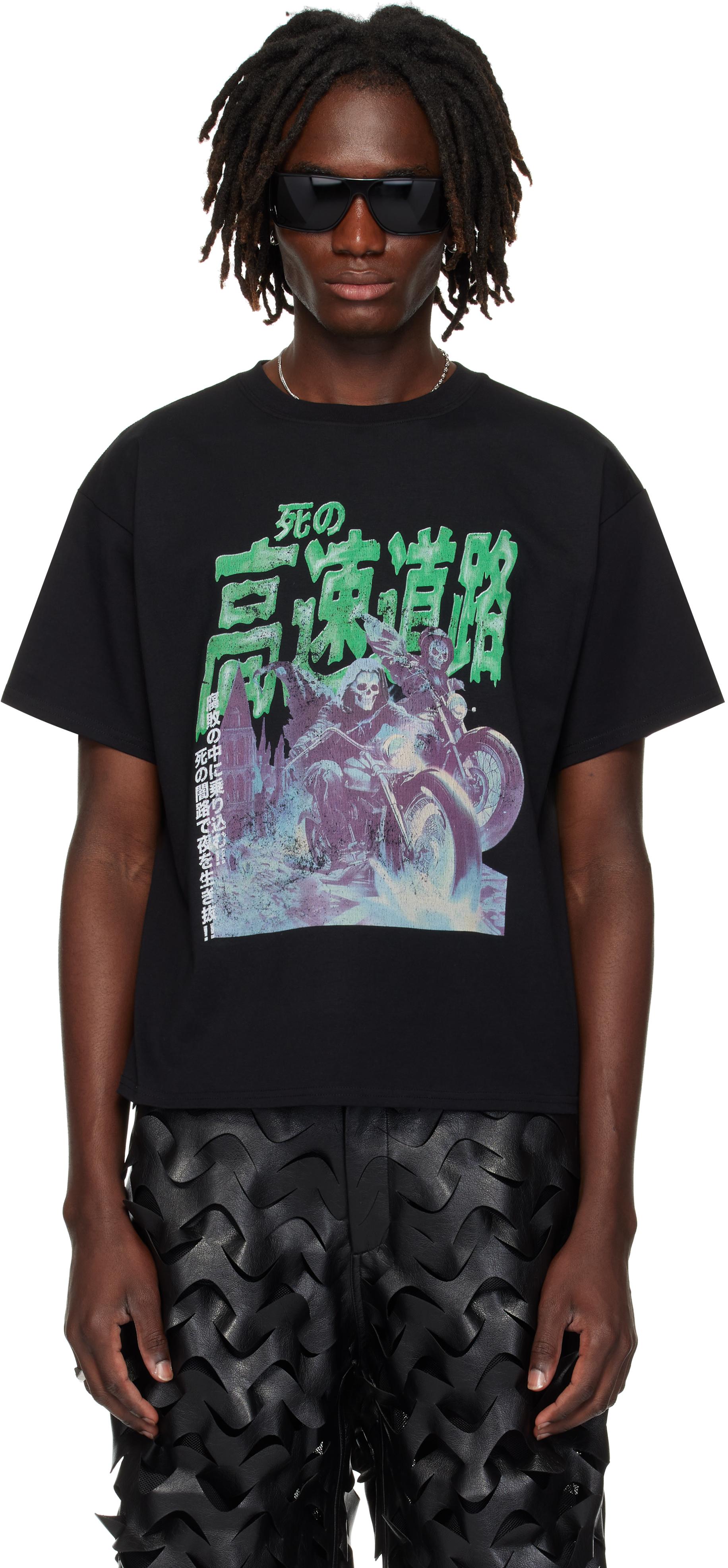 【関税込み】LU'U DAN ブラック Slubby Jersey Tシャツ Black Slubby Jersey T-shirt by LU'U DAN on Sale