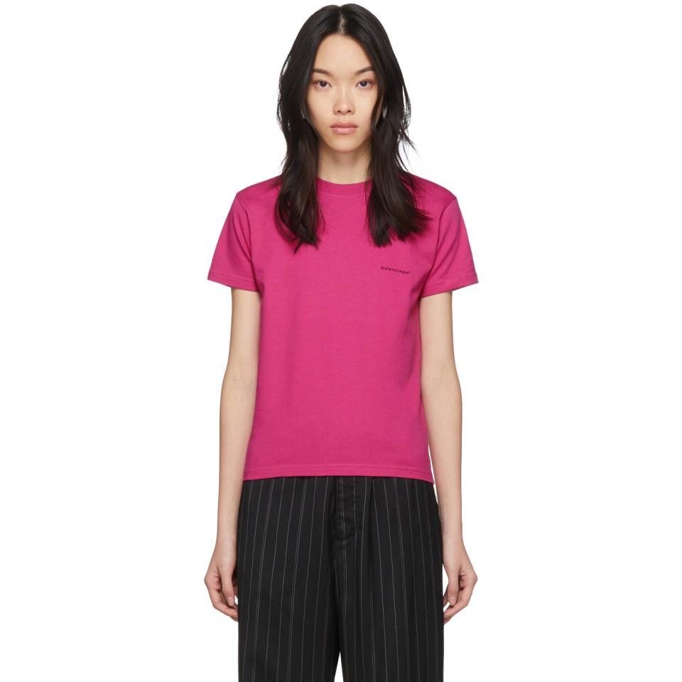 Balenciaga Cotton Pink Copyright Logo Fitted T-shirt - Lyst