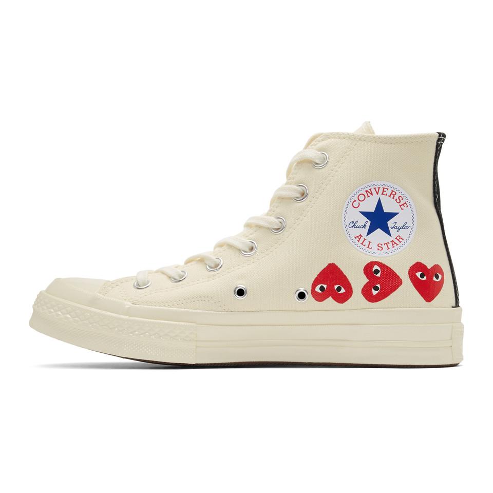 COMME DES GARÇONS PLAY Canvas Off-white Converse Edition Multiple Heart  Chuck 70 High Sneakers - Lyst