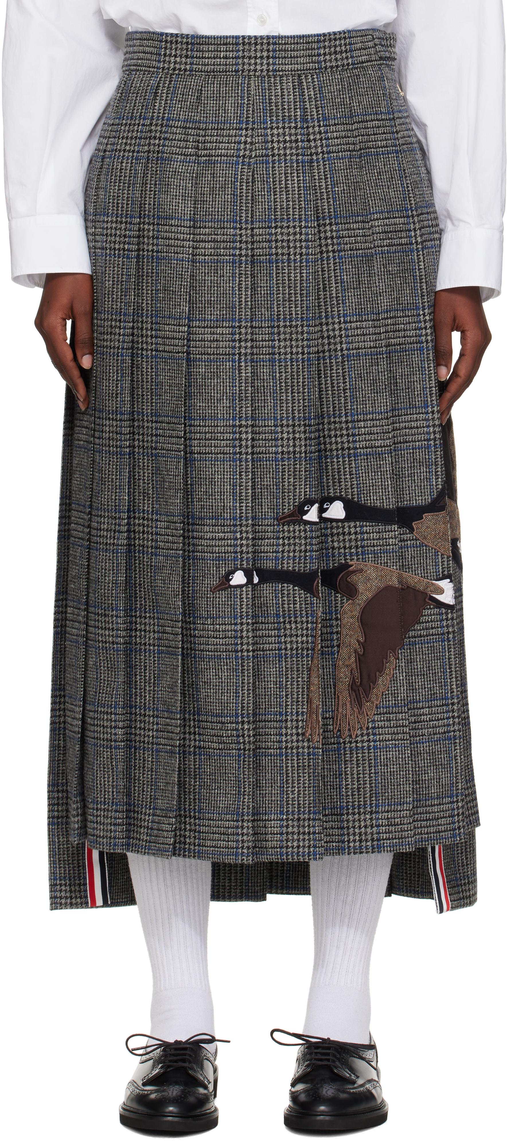 スカート THOM BROWNE THIGH LENGTH SIDE TAB SKIRT Thom Browne Wool skirt - Dark Blue - Women | FGC402V06146415