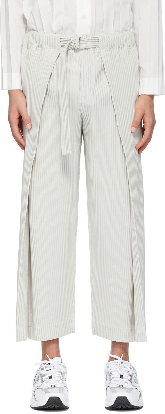 Homme Plissé Issey Miyake Grey Belted Tailored Pleats 1 Trousers