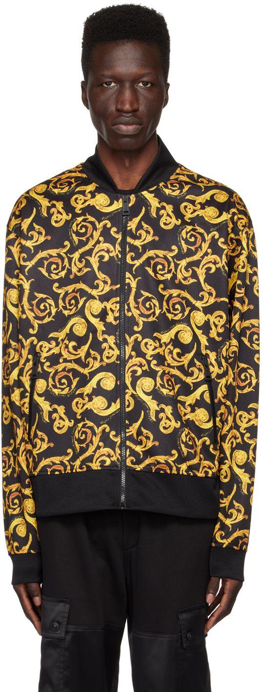 Black and gold bomber jacket best sale