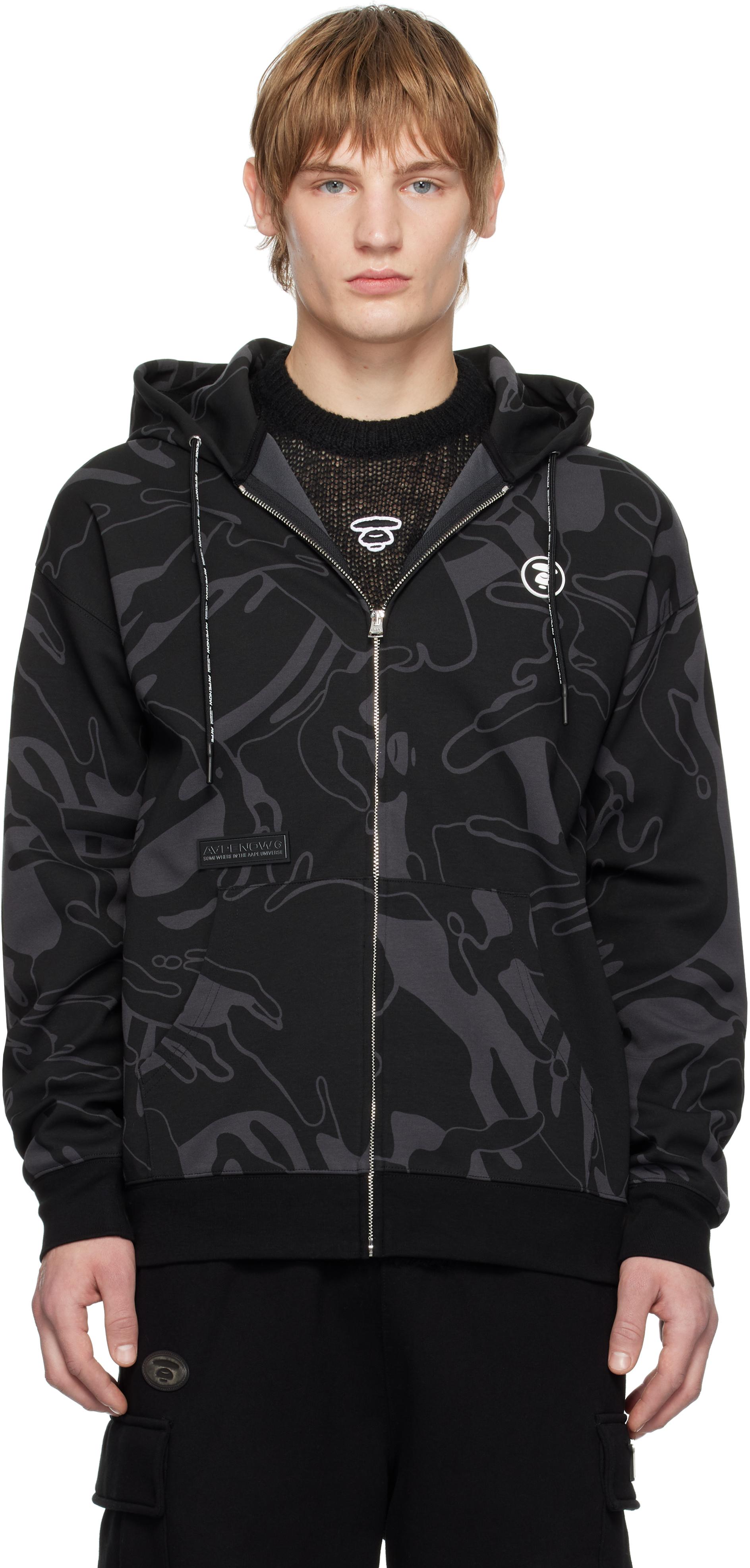 【AAPE by A BATHING APE】ムーンフェイス パーカー BLACK GRAY AAPE AAPENOW moonface logo zip-up hoodie | Bape official