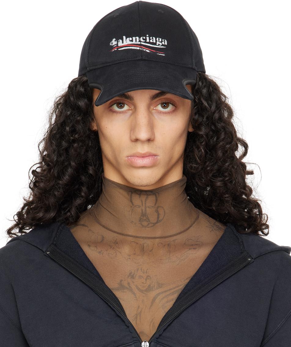 Balenciaga メンズ ブルー ブラック Political Stencil キャップ キャップ