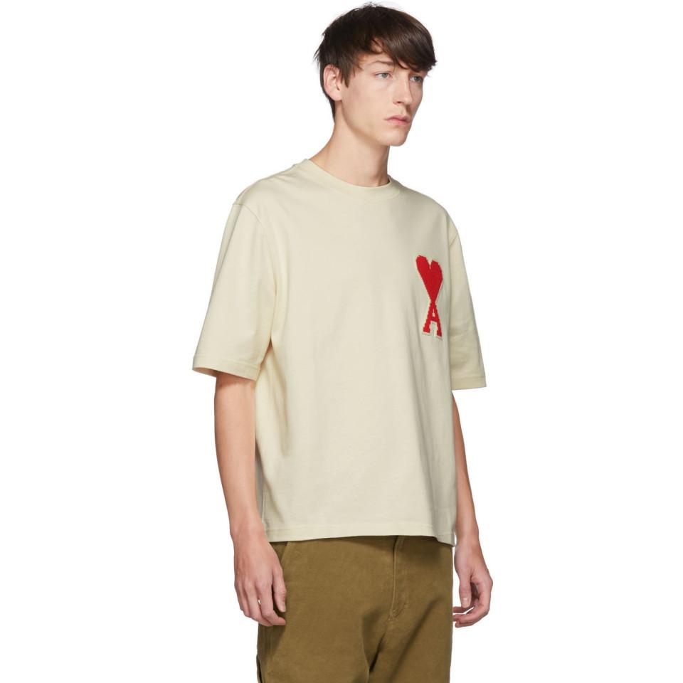 メンズ Ami Paris オフホワイト オーバーサイズ Ami De Coeur T