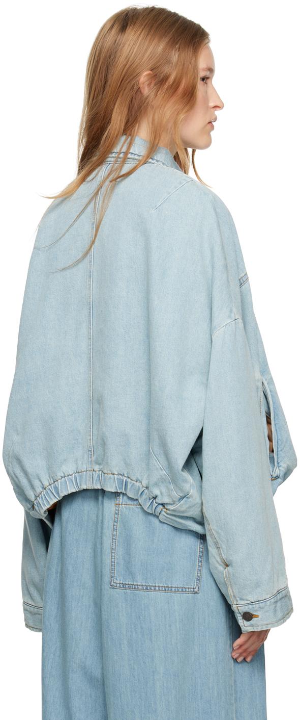 Dries Van Noten レディース ブルー ラウンド デニムジャケット Dries Van Noten レディース ブルー ラウンド デニムジャケット