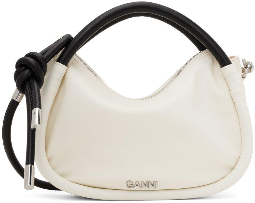 Ganni White Mini Knot Bag in Black | Lyst
