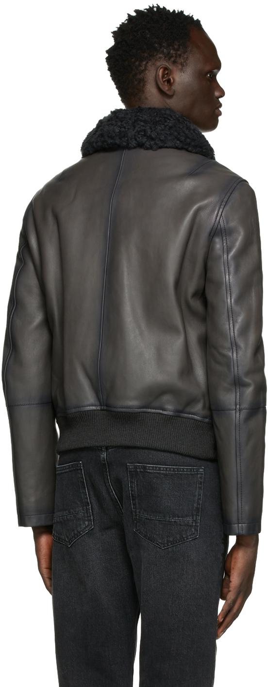 Yves Salomon Grey Leather Jacket in Gray for Men - Lyst