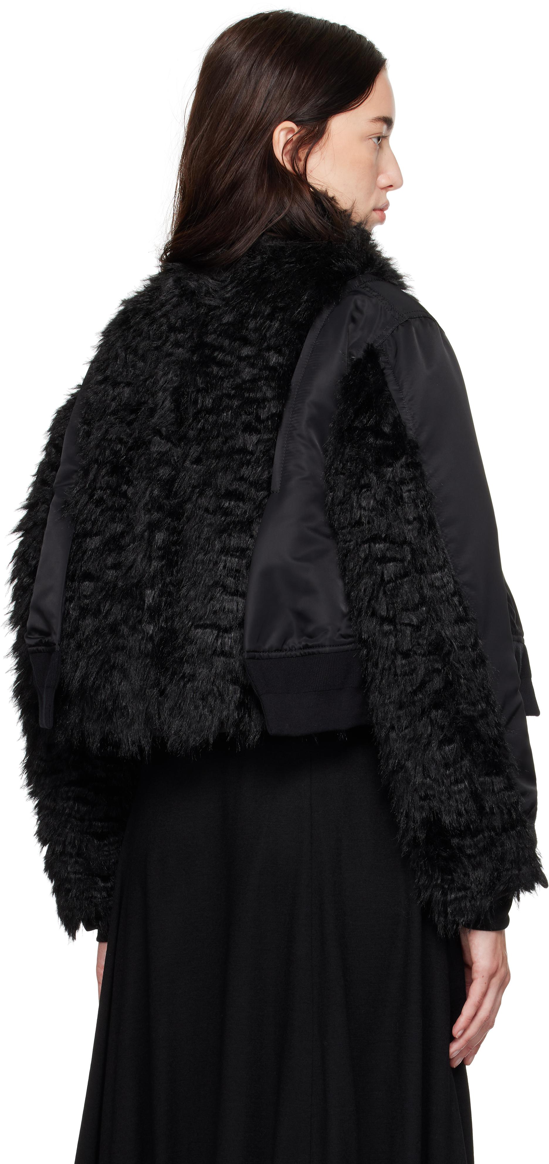Sacai フェイクファー&ナイロンツイル ボンバージャケット