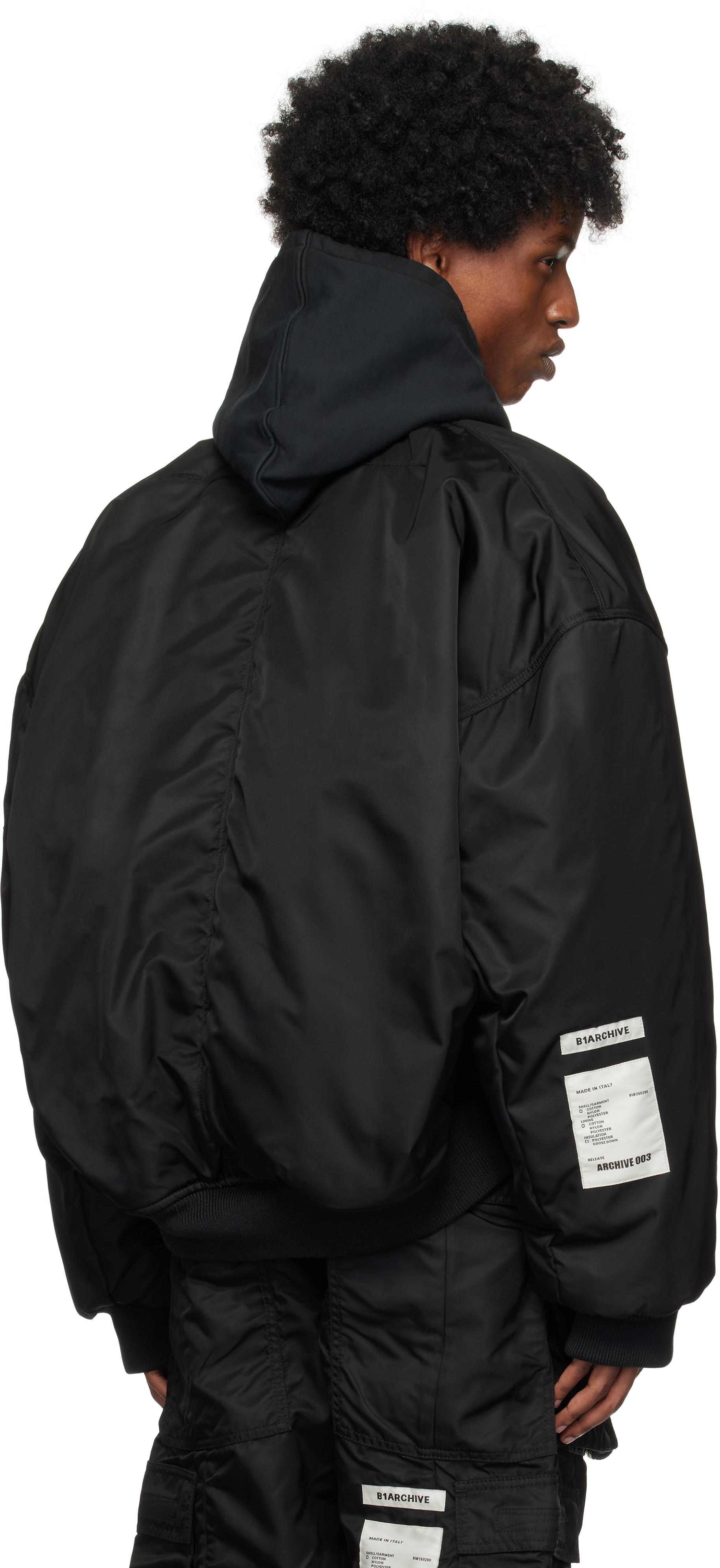 B1ARCHIVE Cropped Oversized Bomber Jacket in Black for Men