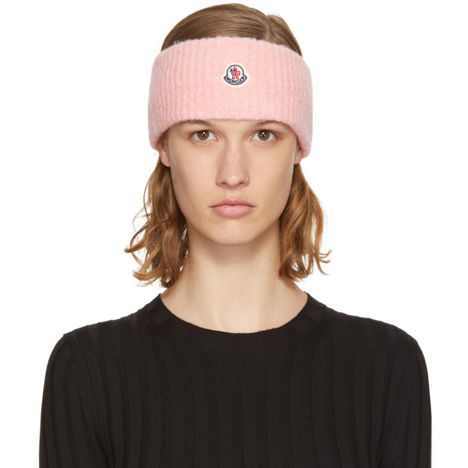 Moncler Wool Pink Logo Headband | Lyst