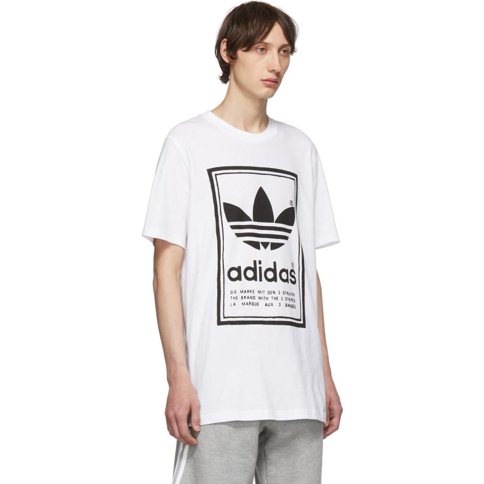 adidas Originals Cotton White And Black Backwards Logo T-shirt for Men -  Lyst