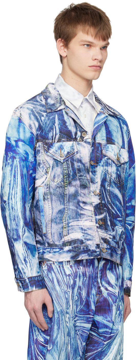 Doublet Mirage Printed Denim Jacket in Blue for Men | Lyst