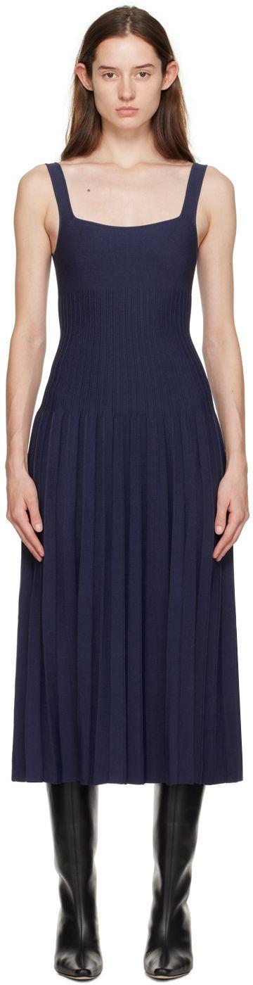 STAUD Navy Ellison Midi Dress in Blue Lyst