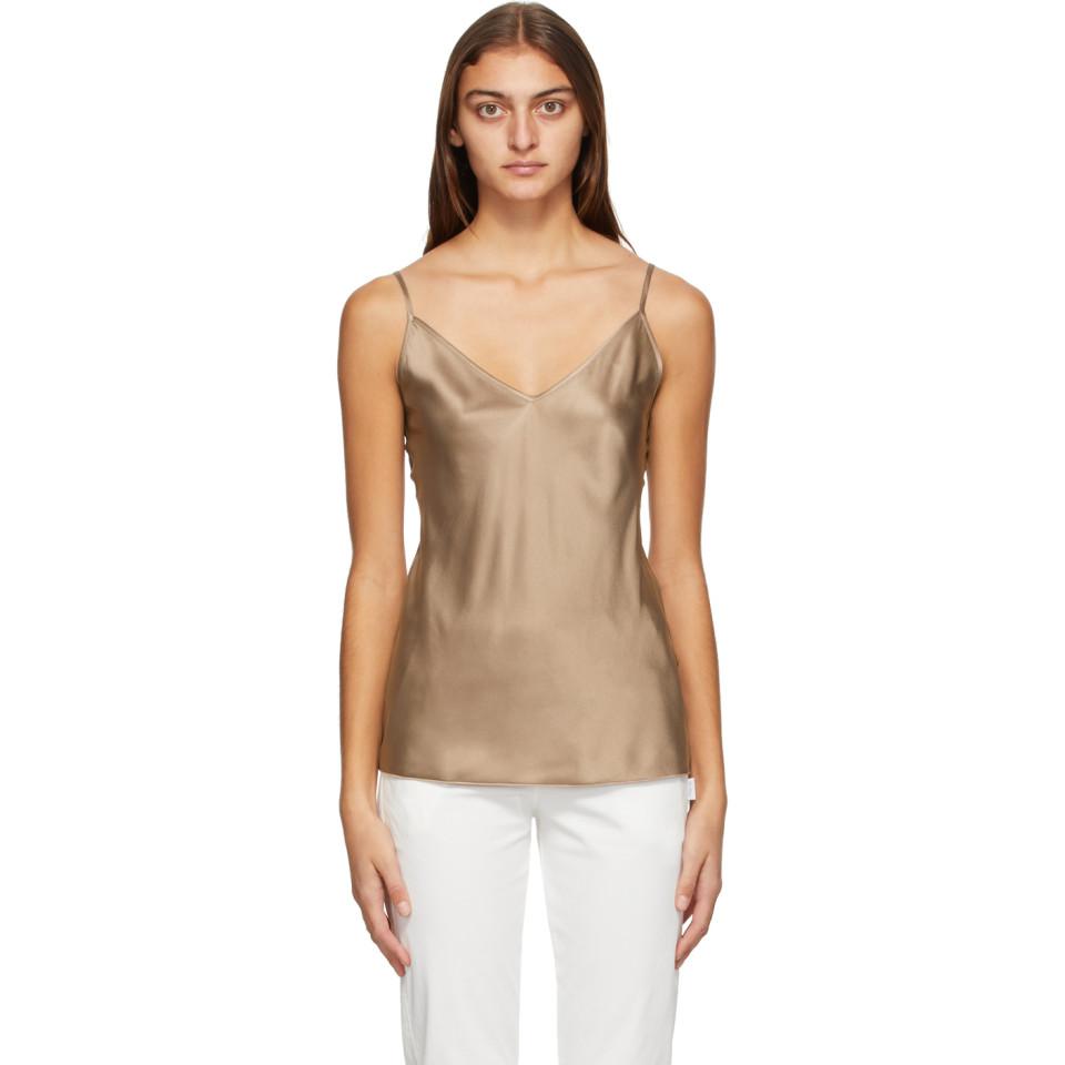 Max Mara Taupe Silk Lucca Tank Top 