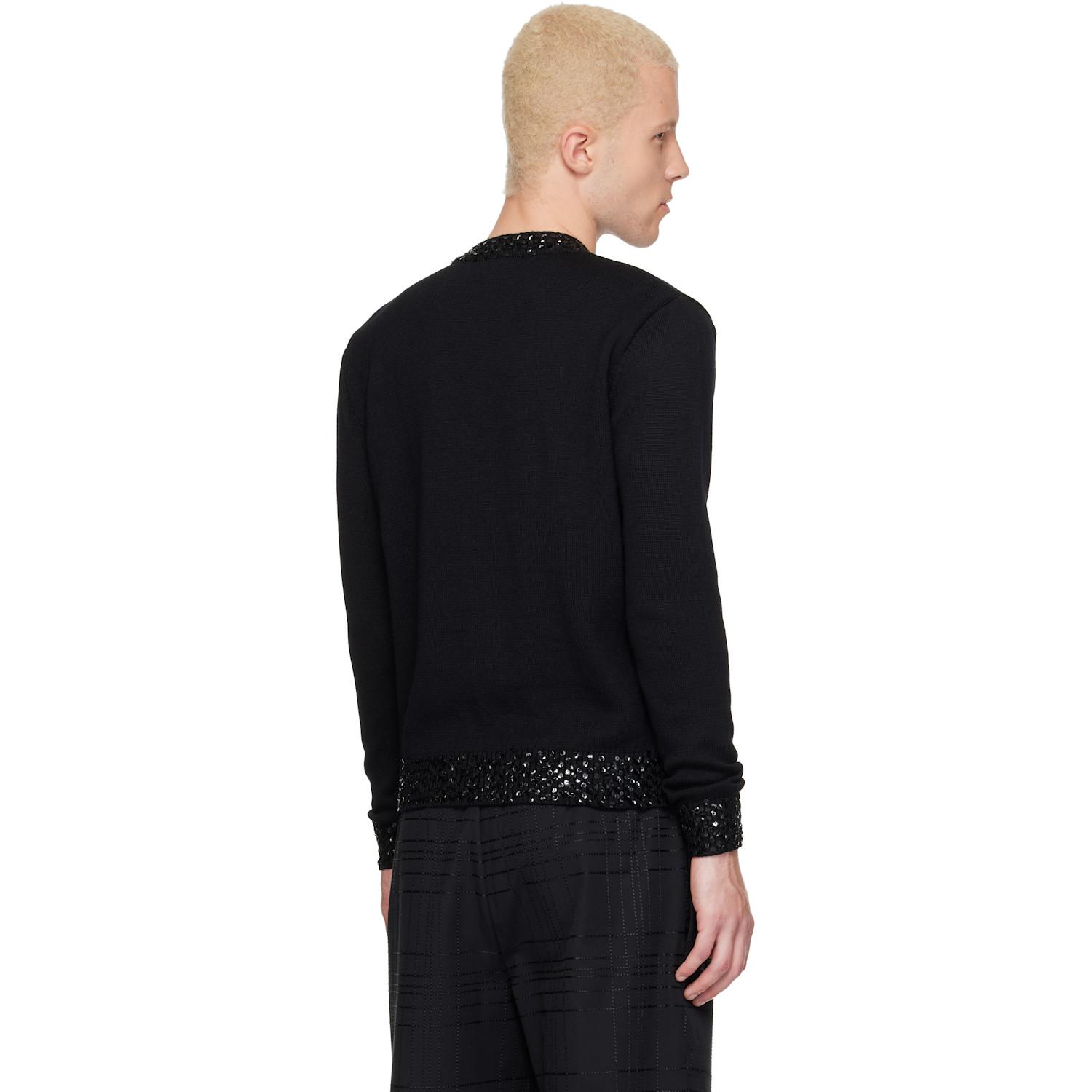 Ernest W BAKER 22AW ニットカーディガン ブラック ホワイト メンズ Ernest W. Baker カーディガン | オンラインセールは最大66