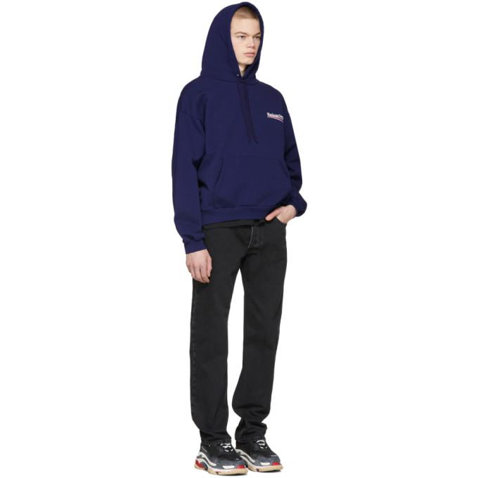 balenciaga blue campaign logo hoodie