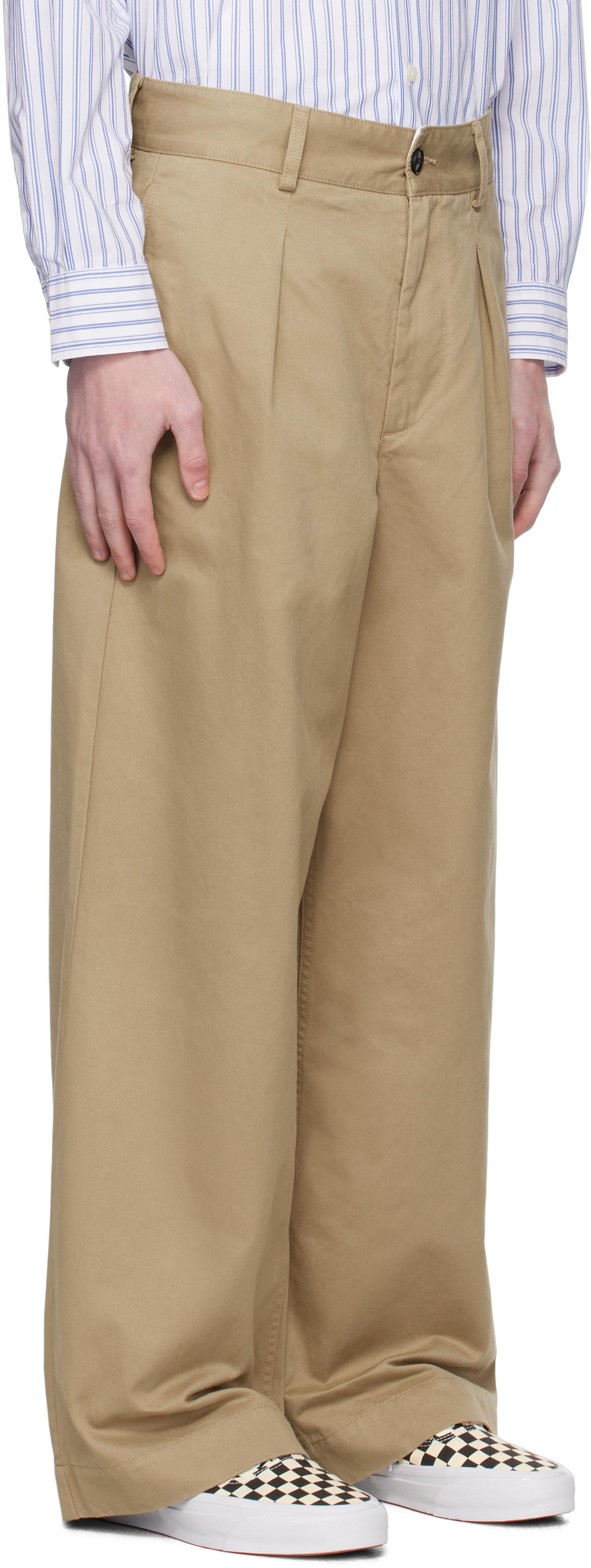 Noah Single-Pleat Baggy Trousers in Natural for Men | Lyst