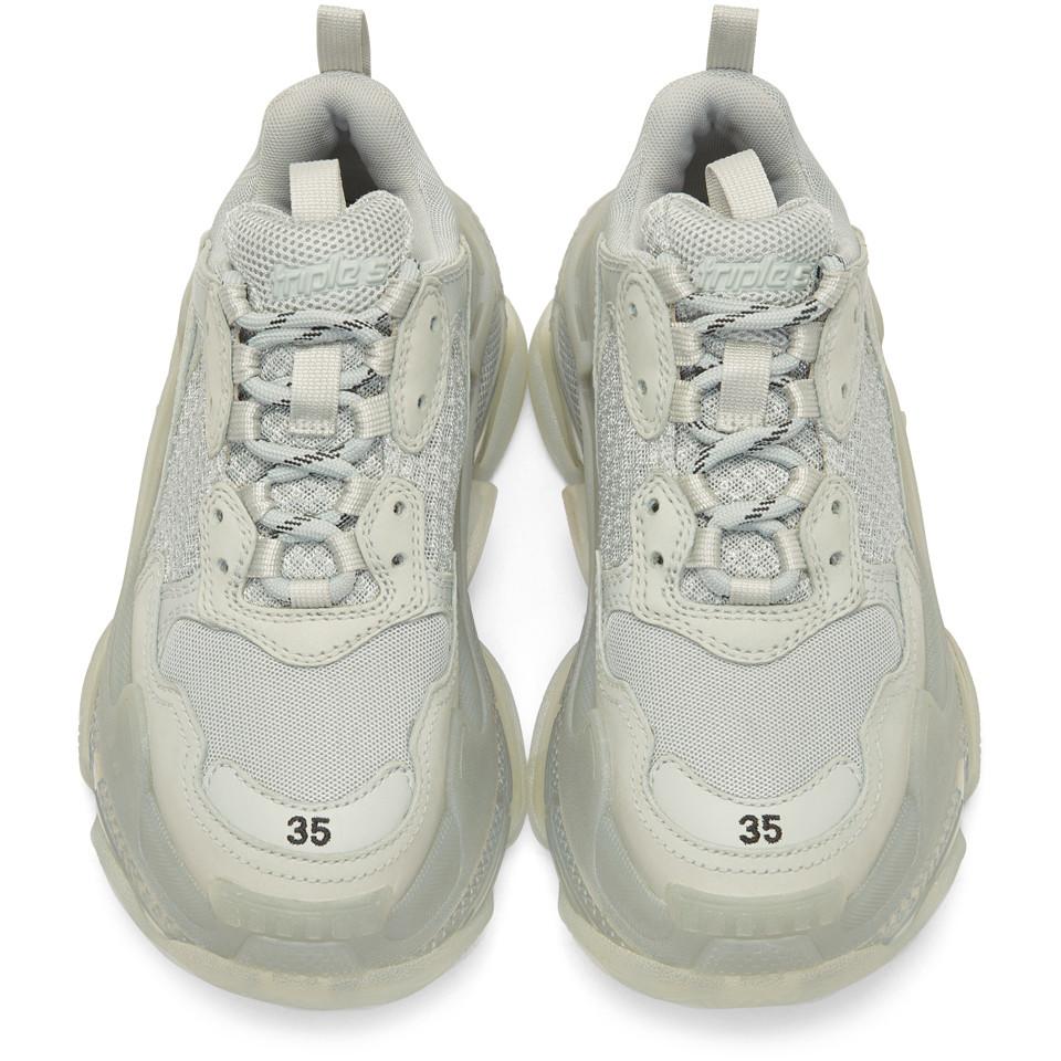 Balenciaga Synthetic Triple S Clear Sole Trainers in Light Grey (Gray) |  Lyst