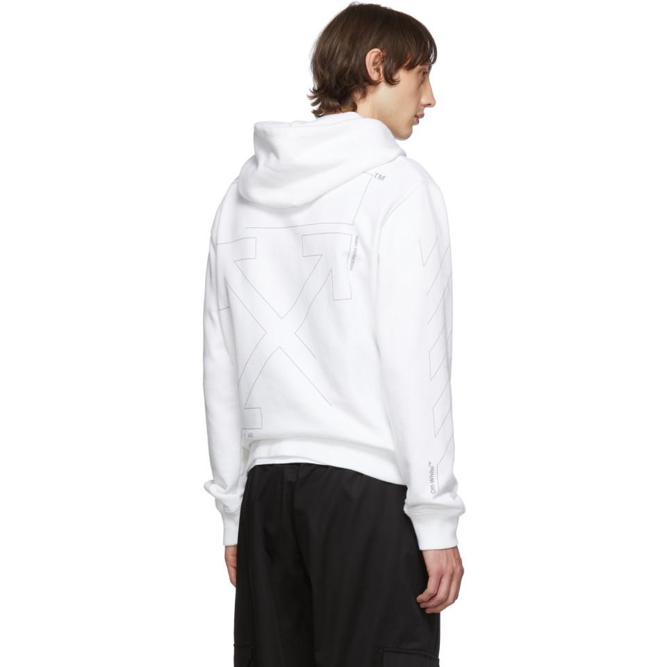 Off-White c/o Virgil Abloh White And Silver Diag Unfinished Slim Hoodie ...