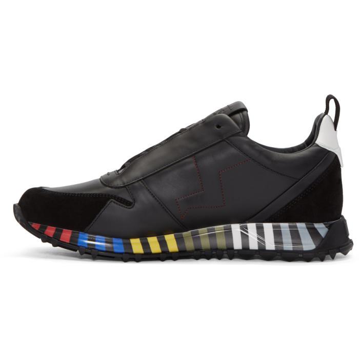 Fendi Black Red Leather Bolt Sneakers for Men Lyst