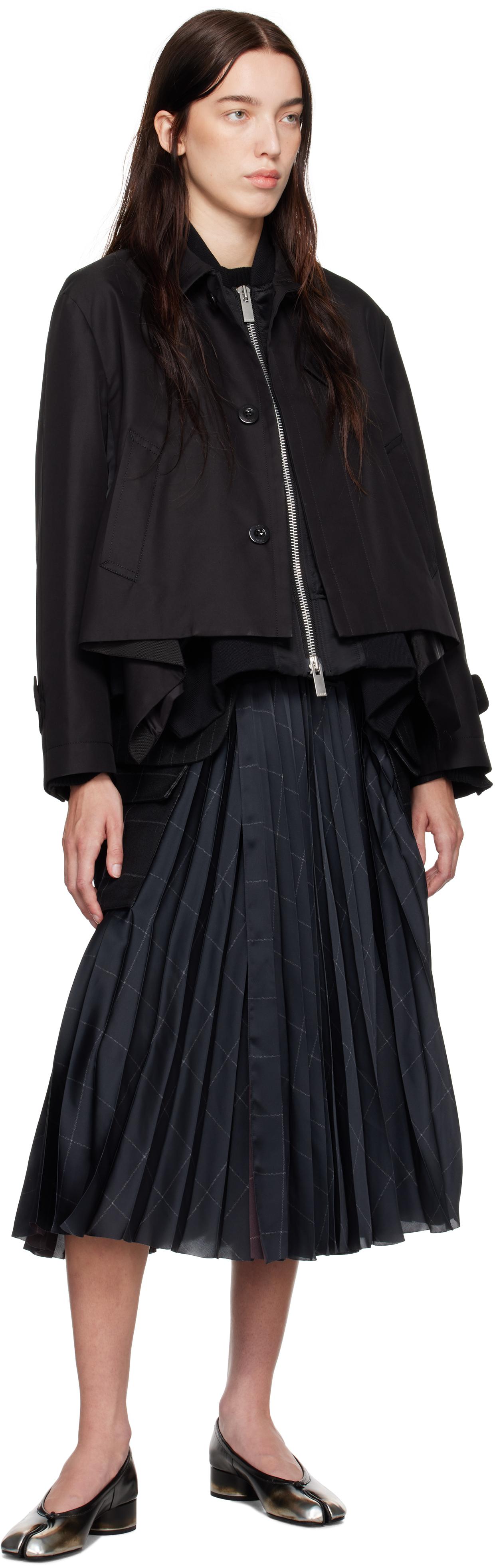 Sacai レディース ブラック ウィンドウペン ミディアムスカート スカート