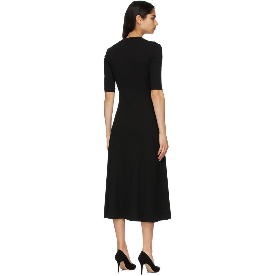 Rosetta Getty Cotton Black Cropped Sleeve U-neck T-shirt Dress - Lyst