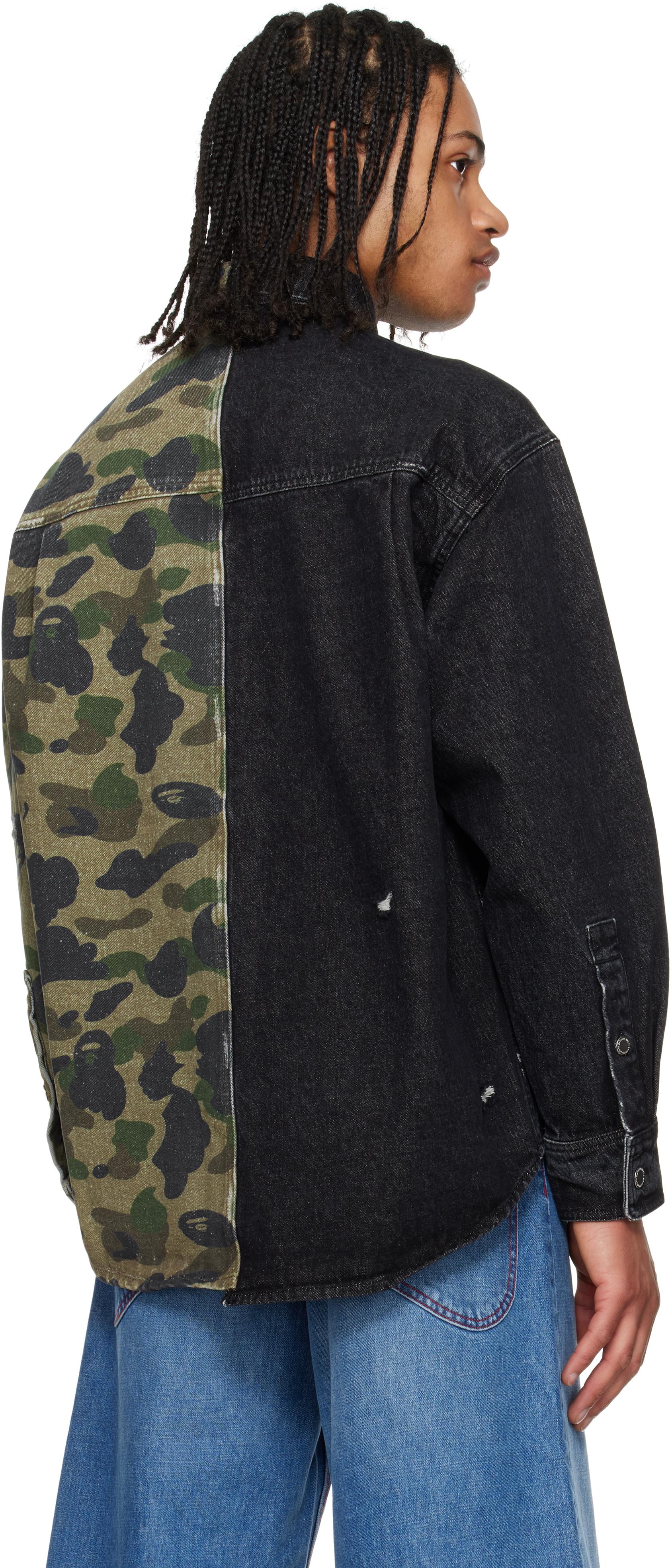 A Bathing Ape 1St Camo Blocking Destroyed Heavy Wash Logo Denim 