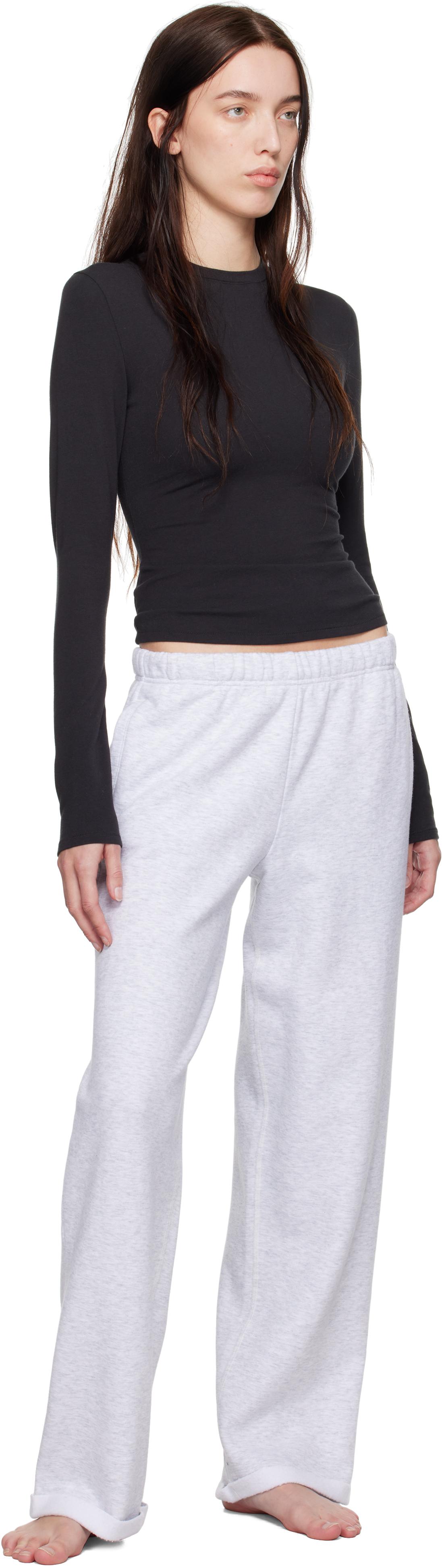 Skims Cotton Fleece Straight Leg Lounge Pants in Black Lyst UK