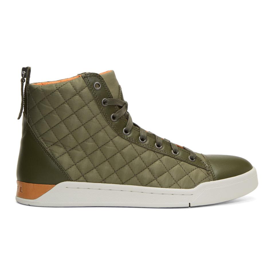 DIESEL Rubber Green Diamond Hightop Sneakers for Men Lyst