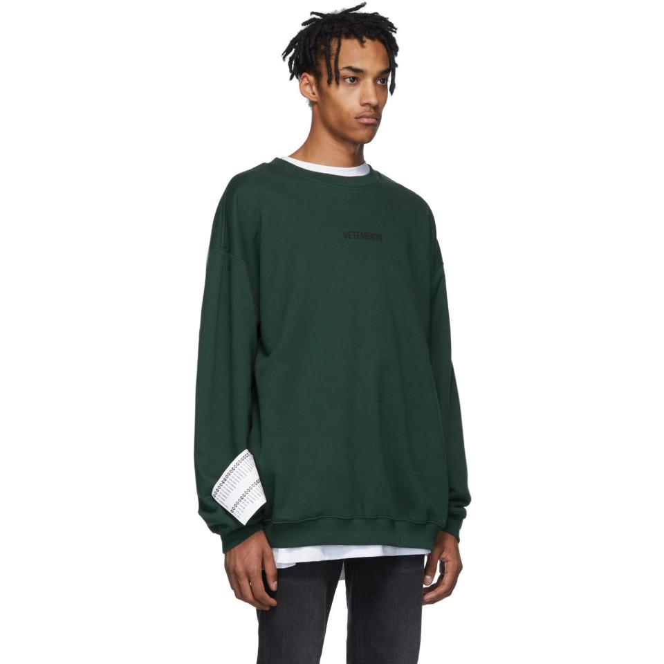 Vetements Cotton Green Logo Sweatshirt for Men - Lyst