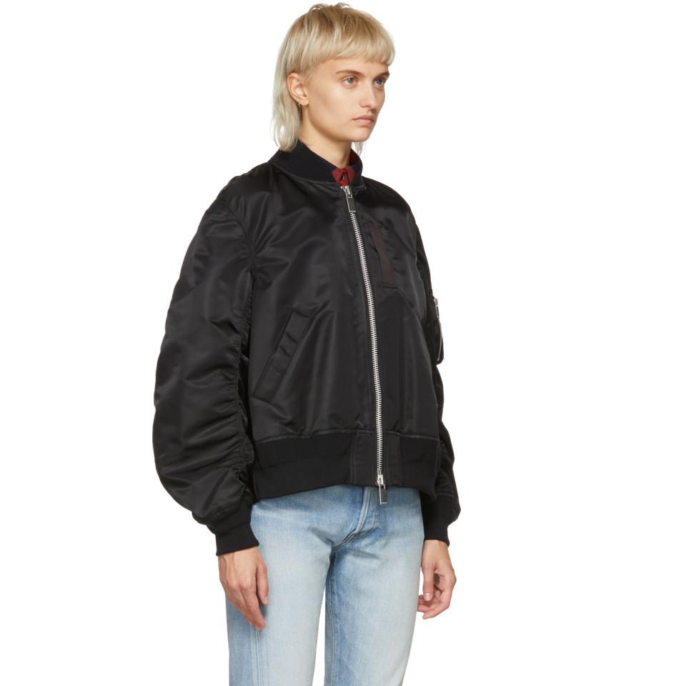 Sacai Black Ma-1 Blouson Bomber Jacket | Lyst