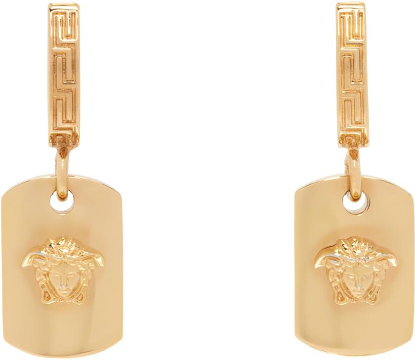 Boucles d'oreilles à anneau dorées à méduse Versace en coloris Blanc | Lyst