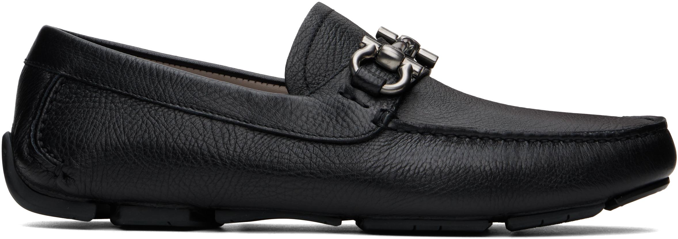 Ferragamo メンズ ブラック Gancini Ornament ドライビングシューズ 