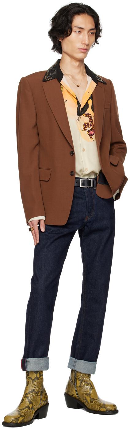 Dries Van Noten メンズ ブラック ブラウン 2つボタン Dries Van Noten メンズ ブラック ブラウン 2つボタン