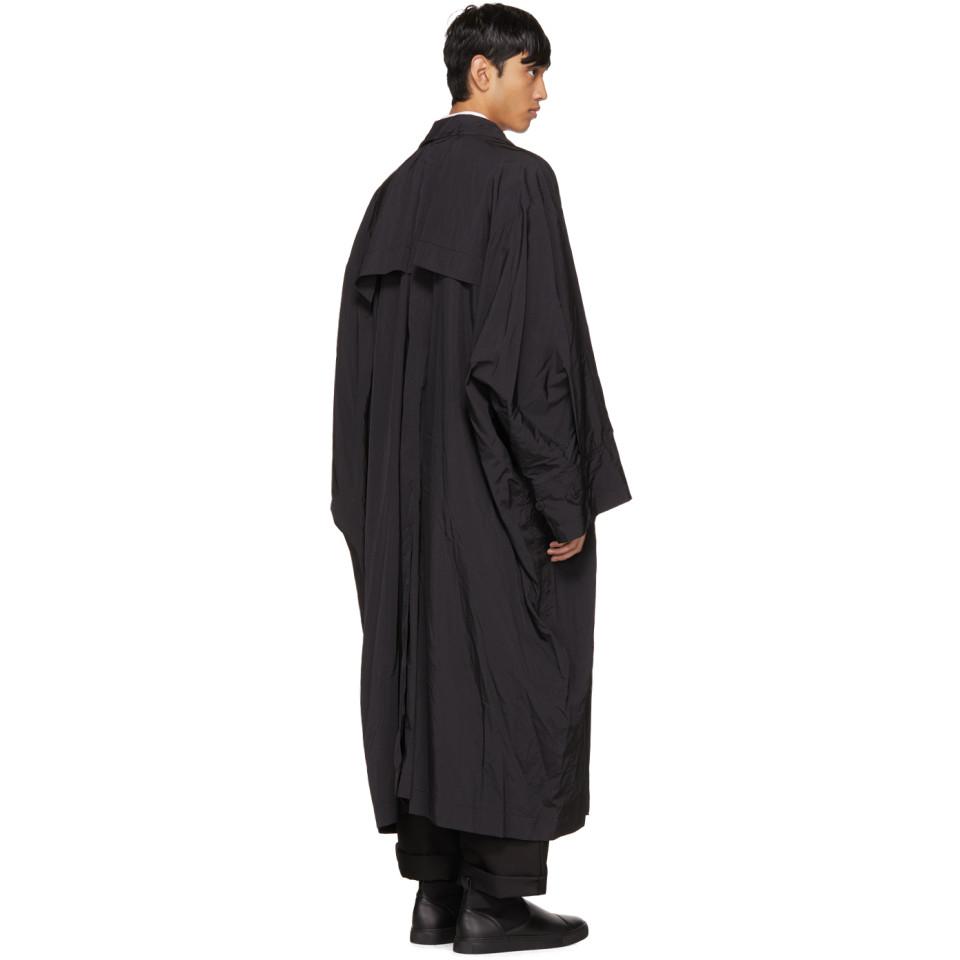 Issey Miyake Black Taffeta Wind Coat for Men | Lyst
