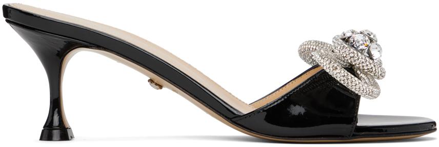 【関税込み】MACH & MACH ブラック Le Cadeau 95 ヒールサンダル Le Cadeau - Women's Black Leather Slingbacks with Bow – MACH
