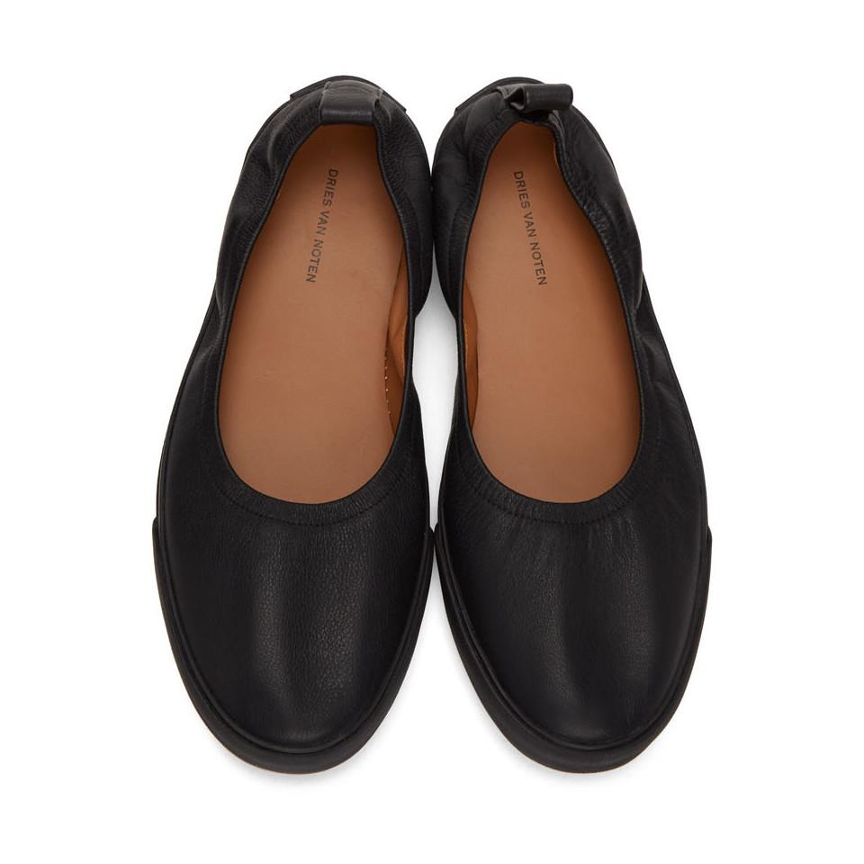 Dries Van Noten Leather Black Flat 
