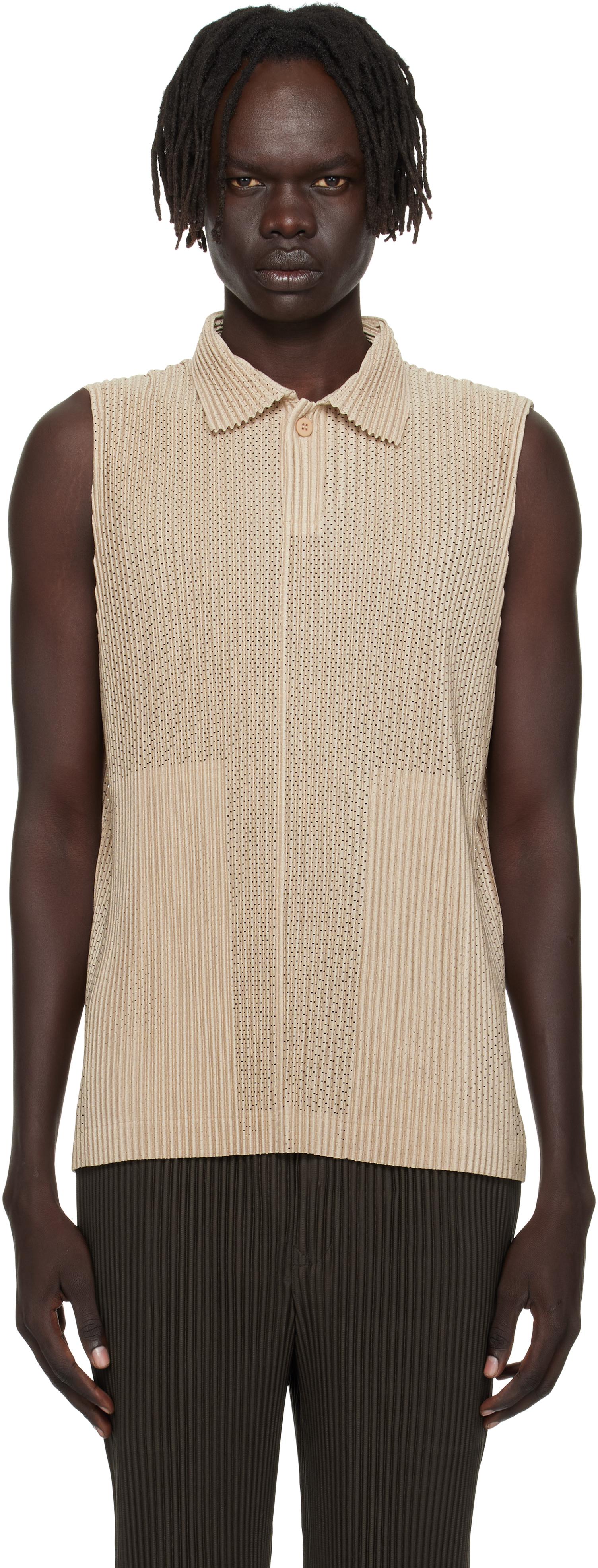 Homme Plissé Issey Miyake Light Mesh Polo in Black for Men | Lyst