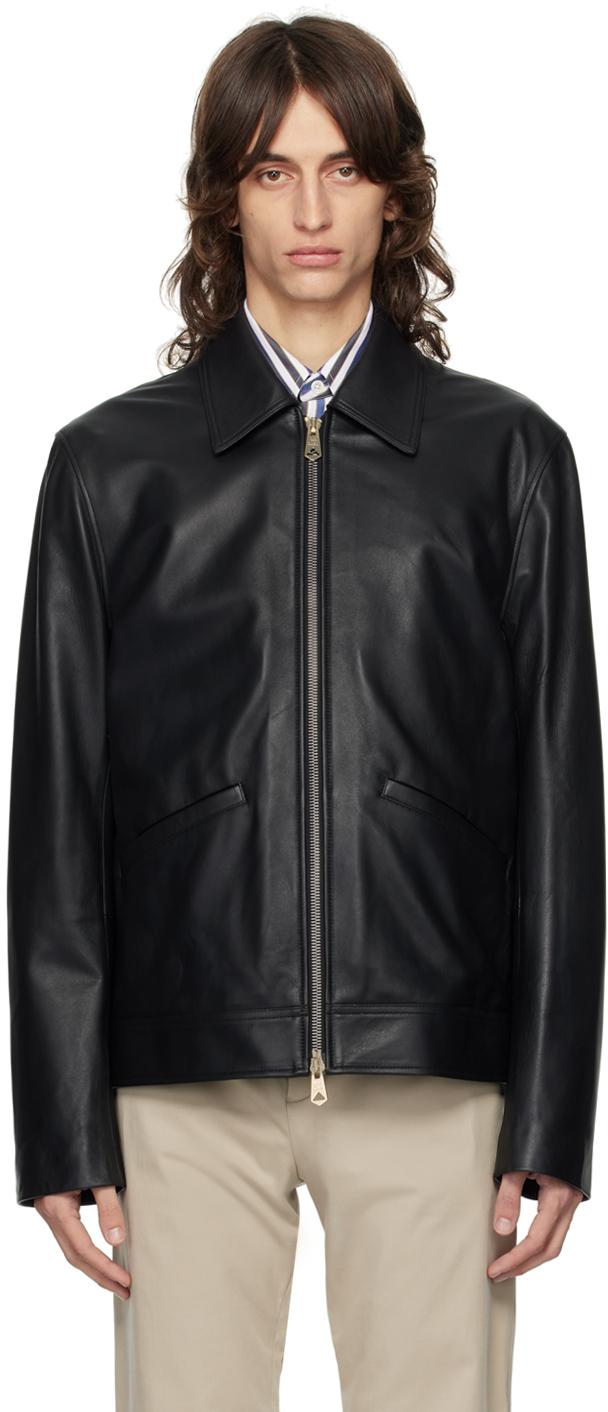 Paul Smith レザージャケット ハイネック 変形襟 ブラック