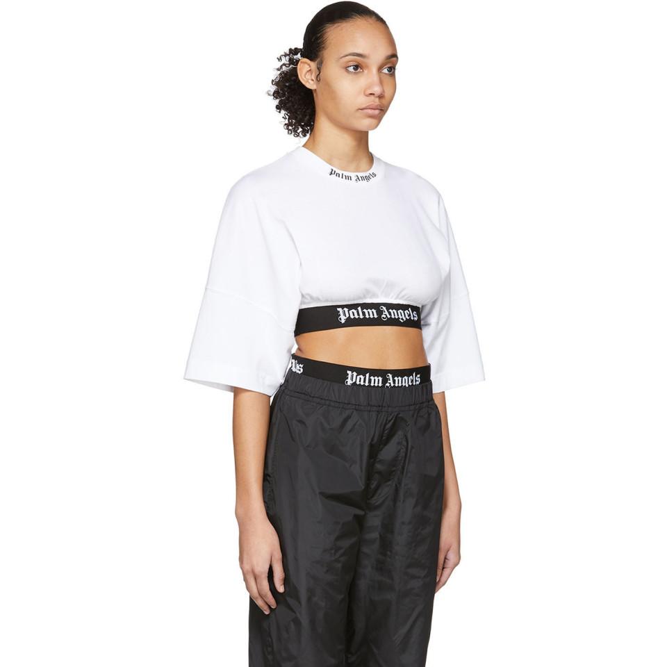 Palm Angels White Cropped Logo Over T-shirt
