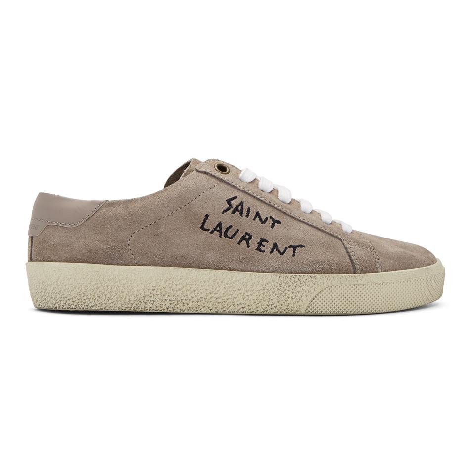 Saint Laurent Pink Embroidered Court Classic Sneakers | Lyst